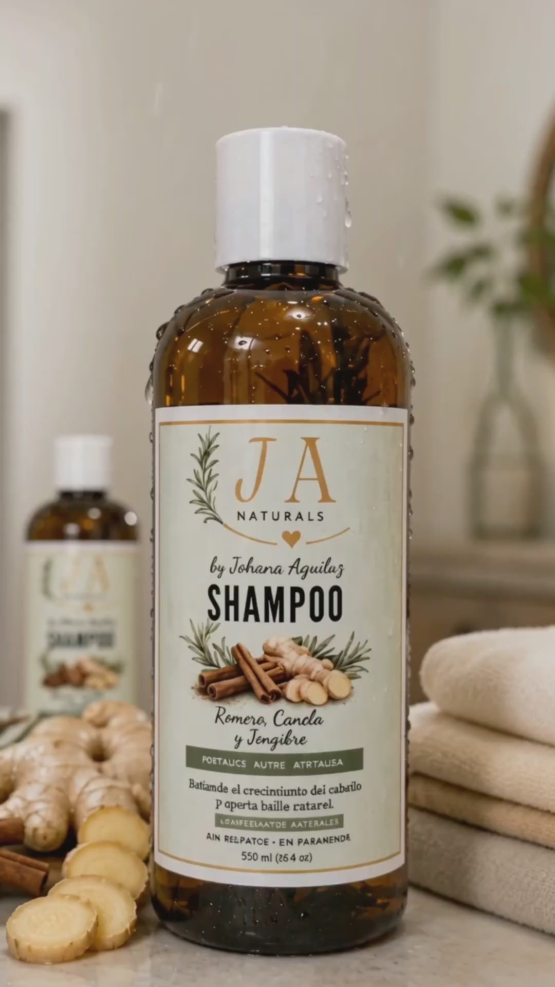 Shampoo Natural de Romero, Canela y Jengibre | JA Naturals
