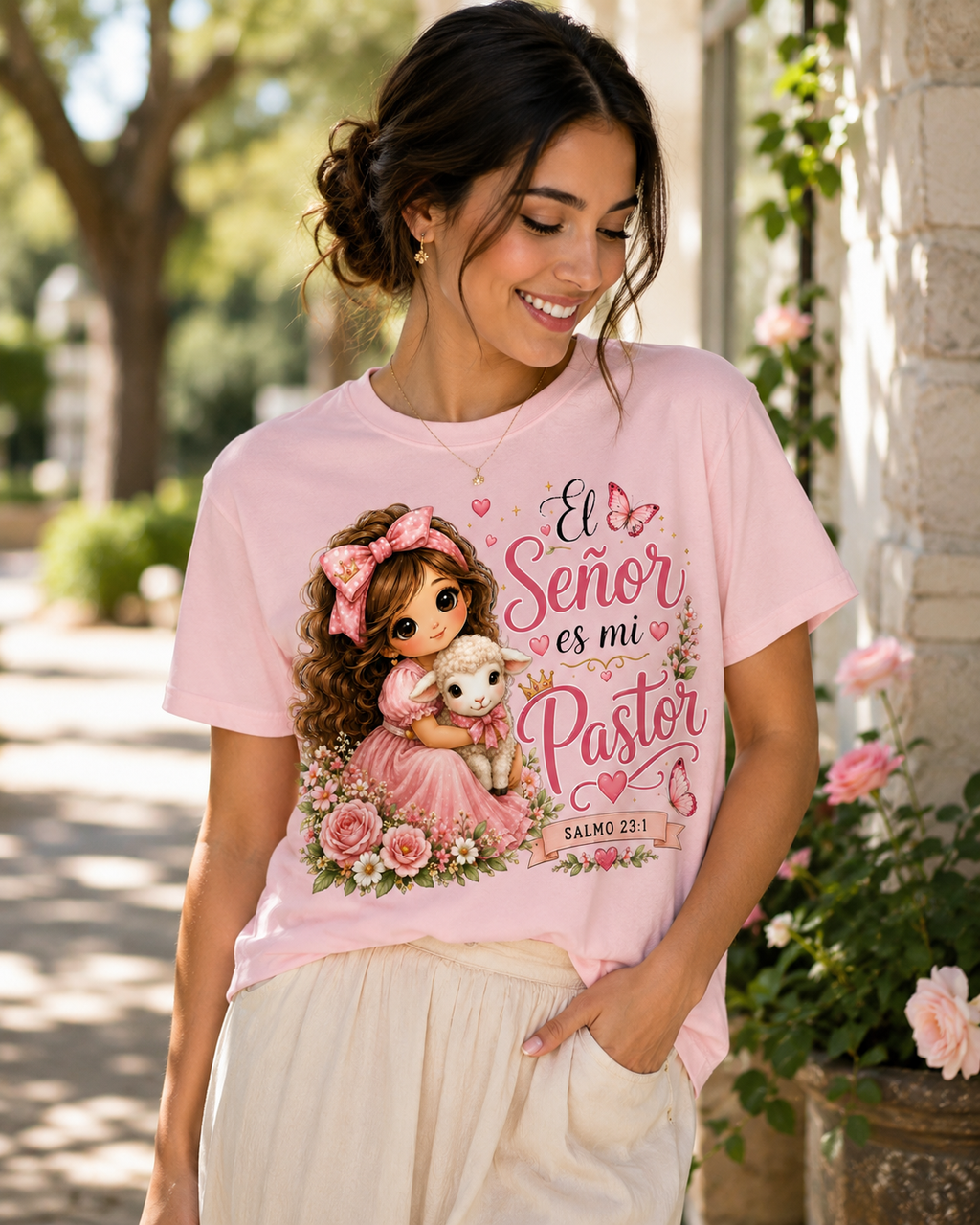 Camiseta Cristiana para Mujer | El Señor es Mi Pastor | Salmo 23:1 | Camiseta de Fe