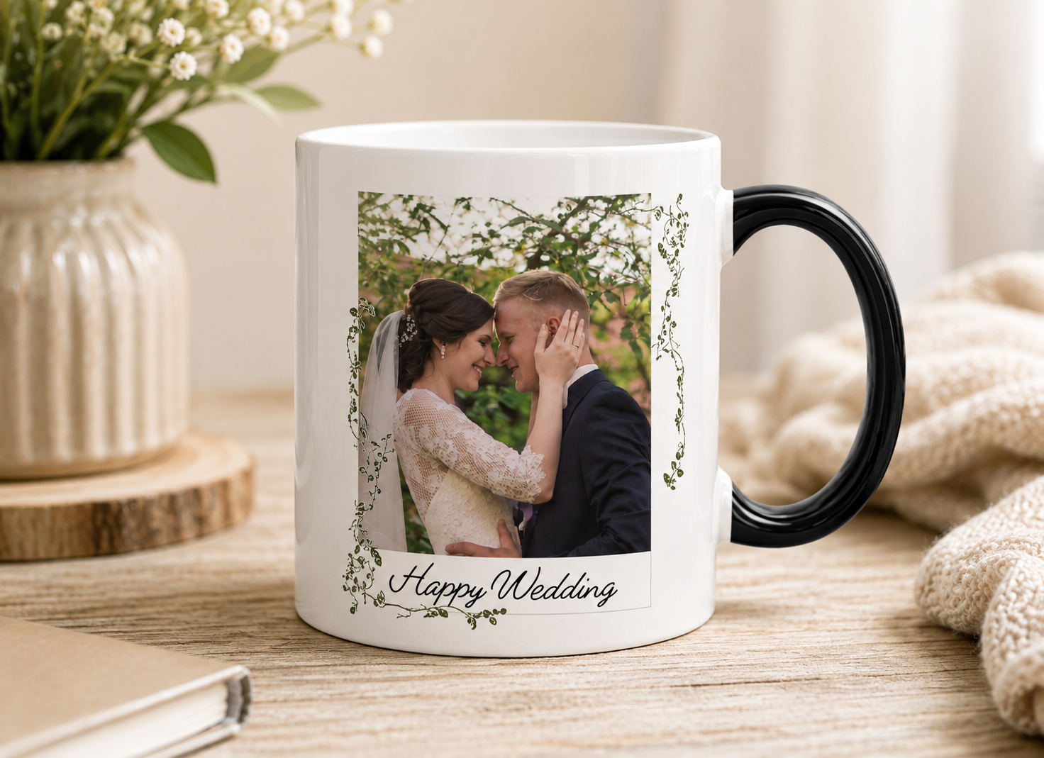 Taza Personalizada con Foto 11 oz | Regalo para Boda, Aniversario o Pareja | Taza con Foto y Texto Personalizado