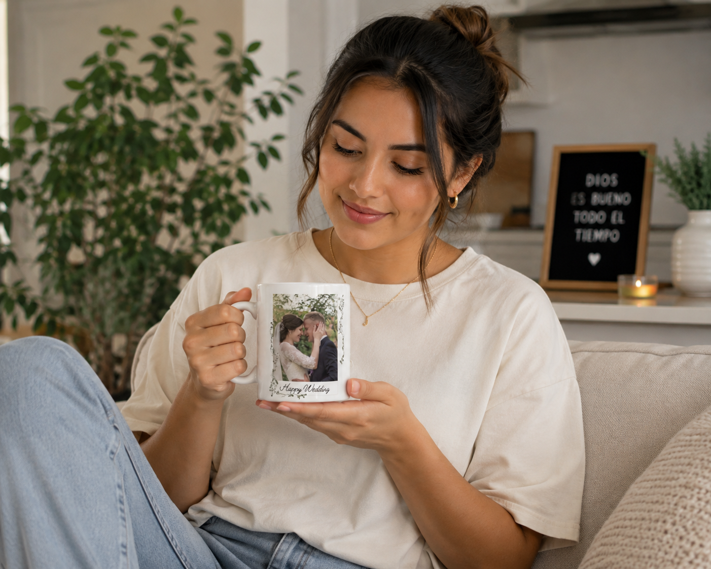 Taza Personalizada con Foto 11 oz | Regalo para Boda, Aniversario o Pareja | Taza con Foto y Texto Personalizado
